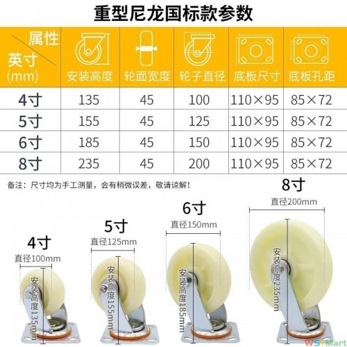 6寸白尼国标脚轮