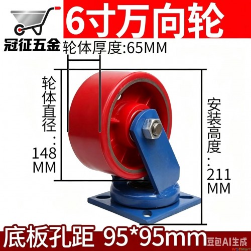 6寸红重工业脚轮（兰架子）