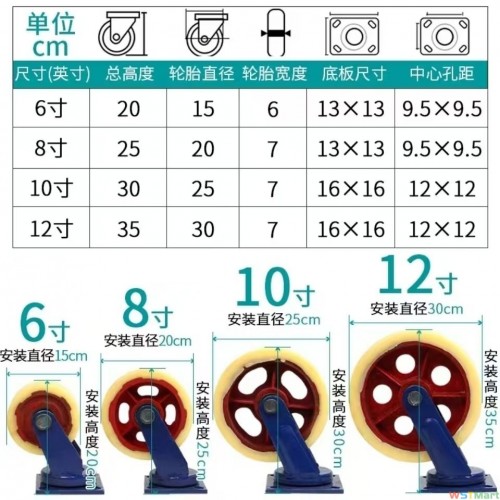 6寸重工业白尼脚轮