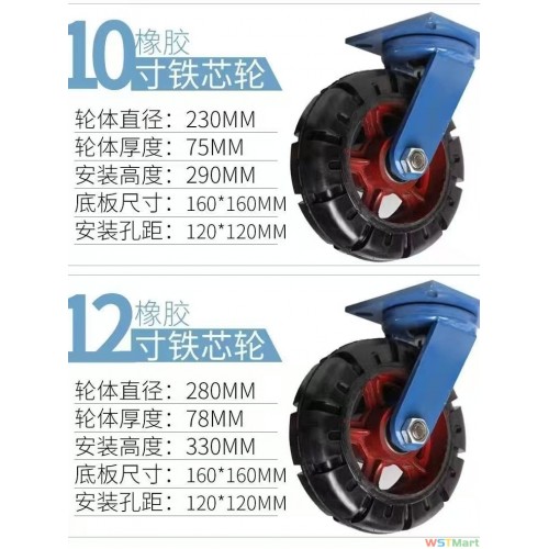 6寸重工业黑胶脚轮