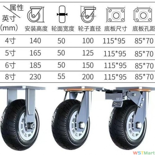 8寸黑胶脚轮