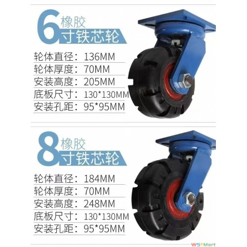 8寸重工黑胶脚轮